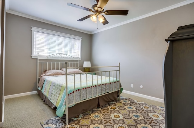 23402 Devonshire Dr, Lake Forest, CA 92630 - bedroom featuring carpet floors, ornamental molding, and ceiling fan