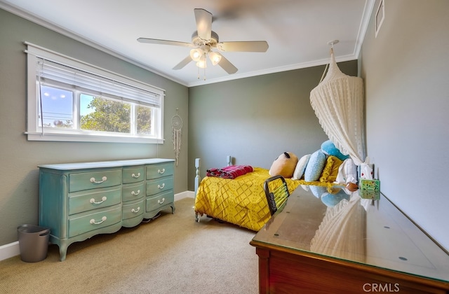 23402 Devonshire Dr, Lake Forest, CA 92630 - bedroom featuring ornamental molding, carpet, and ceiling fan