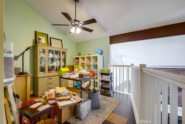 23402 Devonshire Dr, Lake Forest, CA 92630 - office featuring a ceiling fan and vaulted ceiling