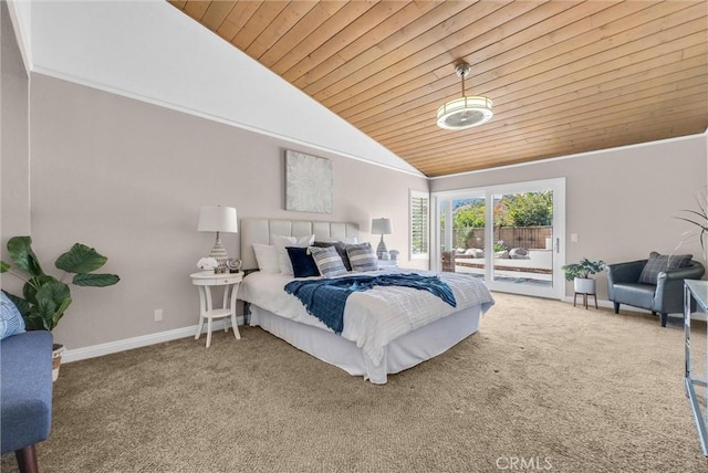 5560 Feather Grass Ln, Yorba Linda, CA 92887 - carpeted bedroom with vaulted ceiling, access to outside, and wooden ceiling