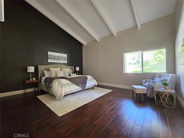 940 N Silent Ranch Dr, Glendora, CA 91741 - bedroom with beamed ceiling, wood-type flooring, and high vaulted ceiling
