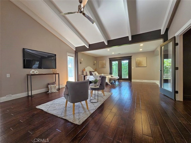 940 N Silent Ranch Dr, Glendora, CA 91741 - living room with hardwood / wood-style flooring, ceiling fan, french doors, and recessed lighting
