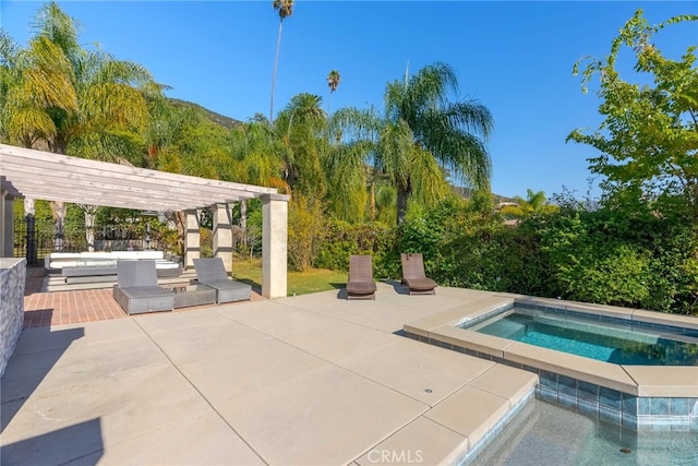 940 N Silent Ranch Dr, Glendora, CA 91741 - view of swimming pool with an in-ground hot tub, a pergola, and a patio area