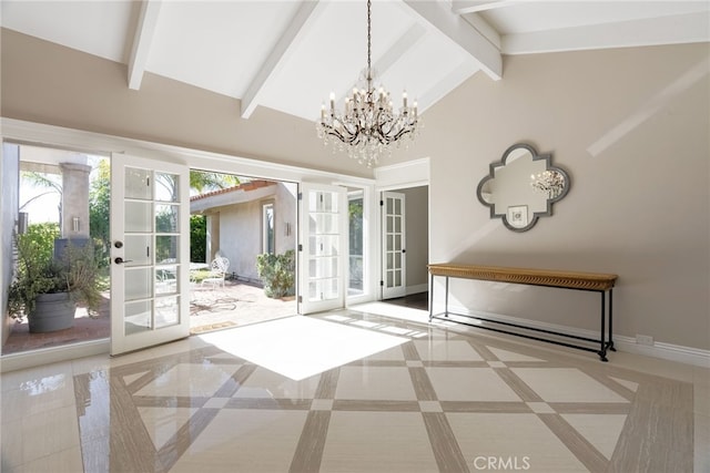 940 N Silent Ranch Dr, Glendora, CA 91741 - doorway with french doors and a chandelier