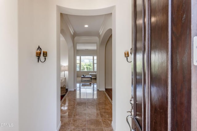 219 Via Rebecca, Thousand Oaks, CA 91320 - hall with arched walkways and ornamental molding