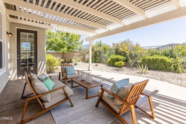 219 Via Rebecca, Thousand Oaks, CA 91320 - fenced backyard featuring an outdoor hangout area, a pergola, and a patio