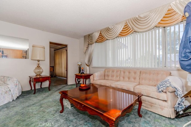 17480 Fontlee Ln, Fontana, CA 92335 - carpeted living room with a textured ceiling