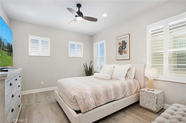 2526 N La Colina Ct, Orange, CA 92867 - bedroom with light wood-style flooring, recessed lighting, and ceiling fan