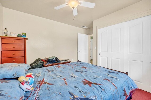 929 9th St, Williams, CA 95987 - carpeted bedroom featuring ceiling fan and a closet