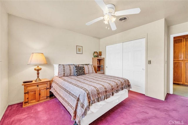 929 9th St, Williams, CA 95987 - bedroom featuring carpet flooring, a closet, and ceiling fan