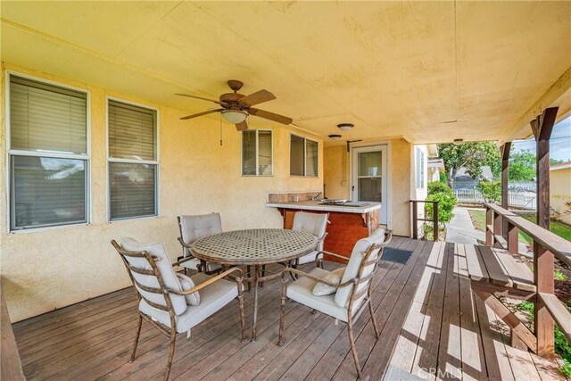 929 9th St, Williams, CA 95987 - deck featuring ceiling fan and outdoor dining area