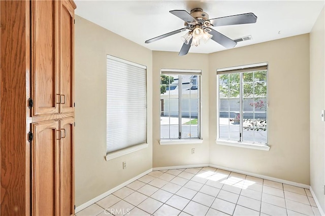 524 St Kevin Ct, Merced, CA 95348 - unfurnished dining area featuring ceiling fan and light tile patterned floors