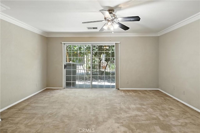 524 St Kevin Ct, Merced, CA 95348 - carpeted spare room with ornamental molding and a ceiling fan