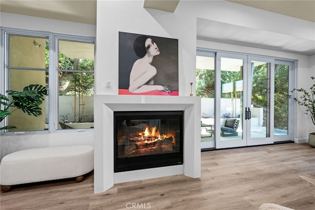 620 Baldwin Ct, Sierra Madre, CA 91024 - living room with french doors, wood finished floors, and a glass covered fireplace