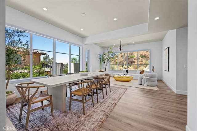 620 Baldwin Ct, Sierra Madre, CA 91024 - dining space featuring recessed lighting, wood finished floors, and a chandelier