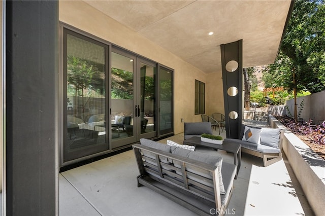 620 Baldwin Ct, Sierra Madre, CA 91024 - view of patio featuring an outdoor living space and french doors