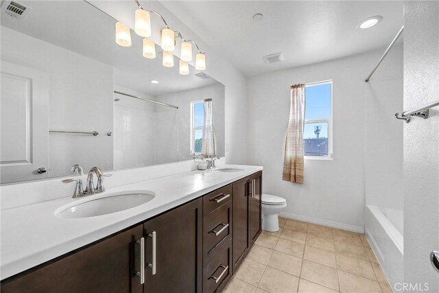 70 Linden Ln, Temple City, CA 91780 - full bath with double vanity, healthy amount of natural light, shower / bath combination, and tile patterned floors