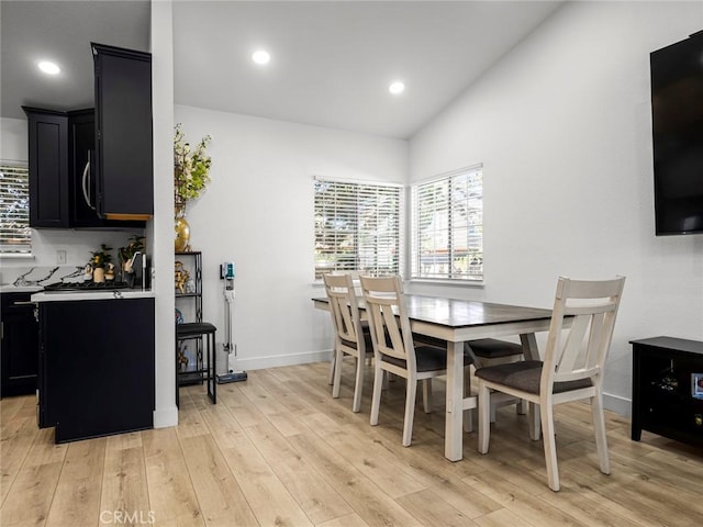 1324 Windermere Ct, Palmdale, CA 93551 - dining space featuring lofted ceiling, light wood finished floors, and recessed lighting