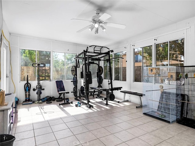1324 Windermere Ct, Palmdale, CA 93551 - exercise area featuring tile patterned floors and a ceiling fan