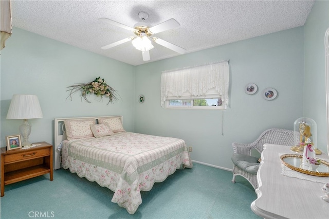 17655 Vine Ct, Fontana, CA 92335 - bedroom with carpet flooring, a textured ceiling, and a ceiling fan