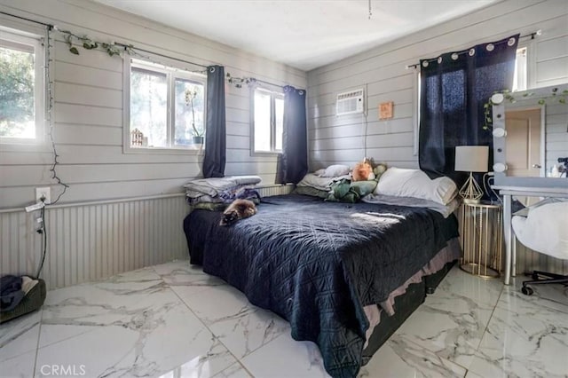 6093 Troth St, Jurupa Valley, CA 91752 - bedroom with marble finish floors, a wall mounted AC, and wooden walls