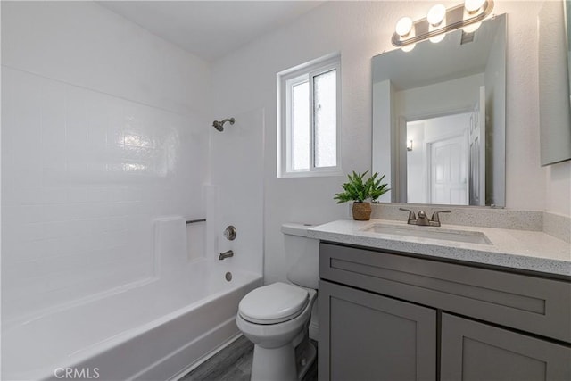 14791 Mountain High Dr, Fontana, CA 92337 - full bath with vanity, shower / bath combination, and wood finished floors