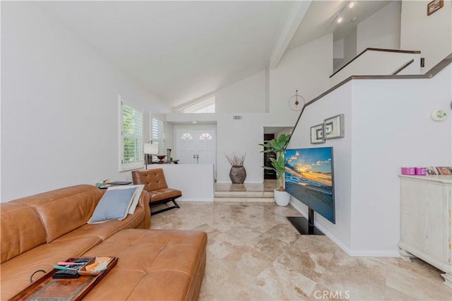 5560 Via Cantada, Yorba Linda, CA 92887 - living room with baseboards and high vaulted ceiling