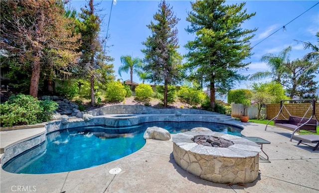 5560 Via Cantada, Yorba Linda, CA 92887 - view of pool featuring a fire pit, an outdoor hot tub, and a patio area