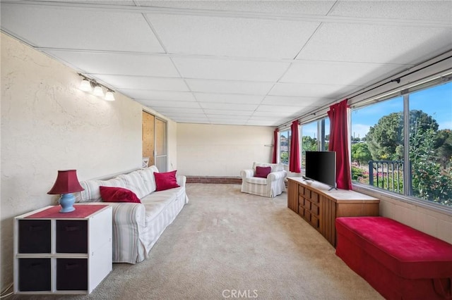 19309 Flowers Ct, Newhall, CA 91321 - sunroom with a drop ceiling, carpet, and a textured wall