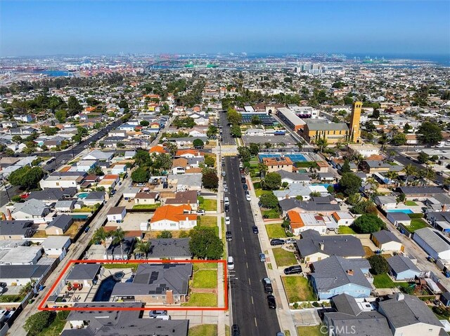 1372 W Sepulveda St, San Pedro, CA 90732 - aerial view of residential area featuring property boundaries highlighted