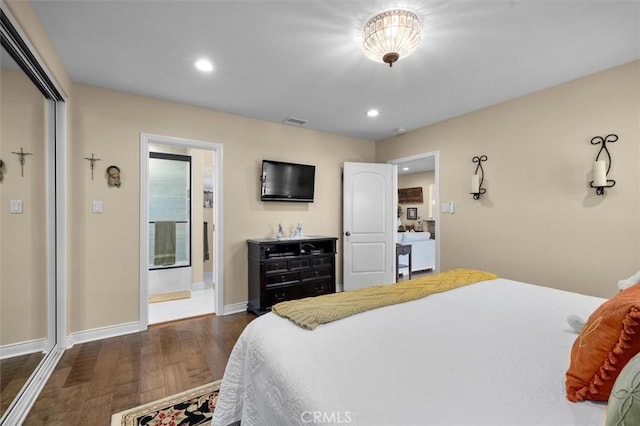 1372 W Sepulveda St, San Pedro, CA 90732 - bedroom with dark wood finished floors, recessed lighting, and connected bathroom