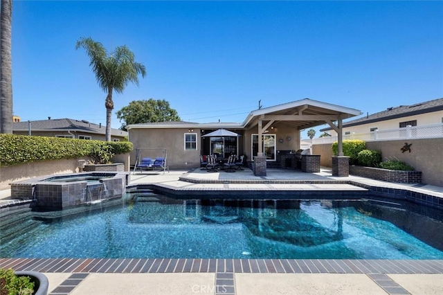 1372 W Sepulveda St, San Pedro, CA 90732 - view of swimming pool with a patio, a fenced backyard, and a pool with connected hot tub
