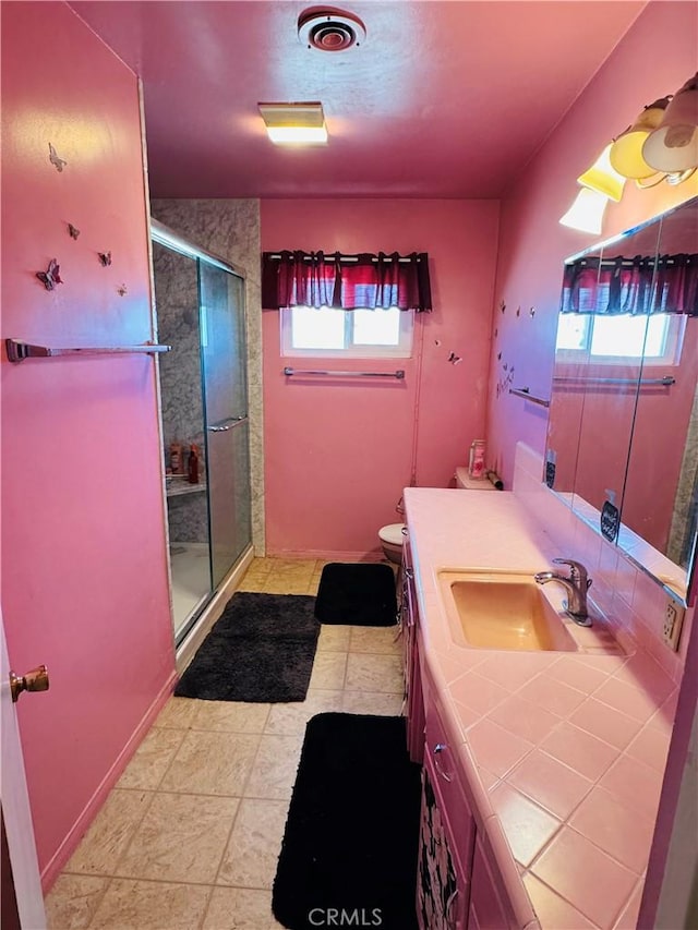 34756 Birch Rd, Barstow, CA 92311 - bathroom featuring vanity and a shower stall