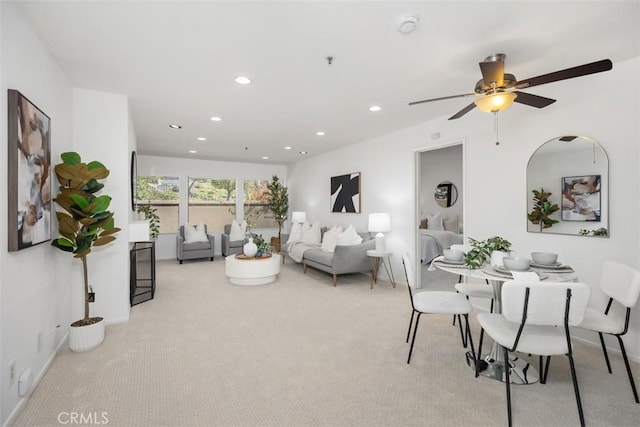 950 Cagney Ln Unit 107, Newport Beach, CA 92663 - dining area with carpet floors, recessed lighting, and ceiling fan