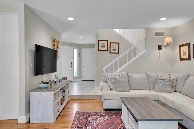 12 Sparrow Hill Ln, Laguna Hills, CA 92653 - living area with stairs, recessed lighting, and light wood-type flooring
