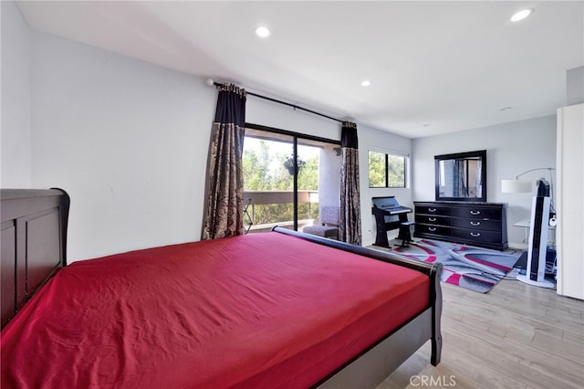 5533 Edward E Horton Ln Unit 6, Encino, CA 91316 - bedroom with light wood-type flooring, access to exterior, and recessed lighting