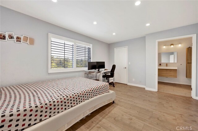 5533 Edward E Horton Ln Unit 6, Encino, CA 91316 - bedroom featuring recessed lighting, wood finished floors, and ensuite bath
