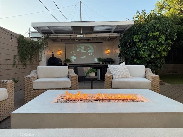 6335 Lorca Dr, San Diego, CA 92115 - view of patio featuring a fire pit and a deck