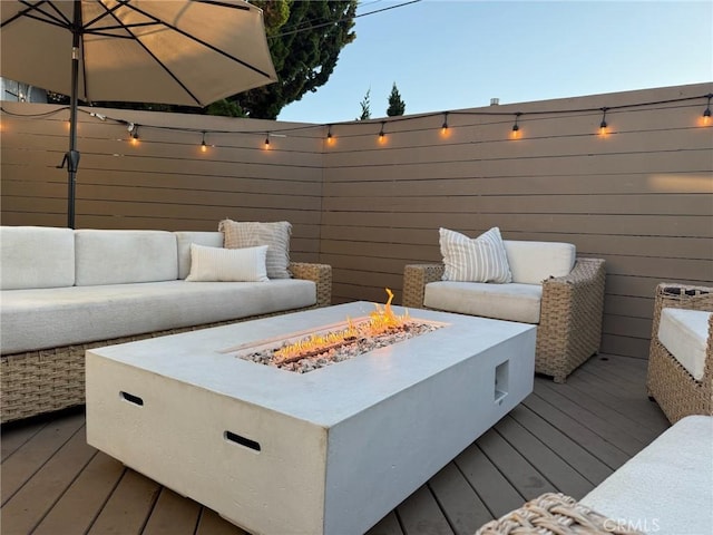 6335 Lorca Dr, San Diego, CA 92115 - deck with an outdoor living space with a fire pit