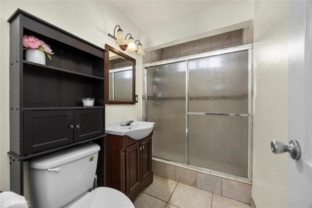 2616 Lynwood St, Bakersfield, CA 93306 - bathroom featuring vanity, a stall shower, and tile patterned floors