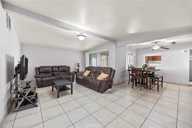 2616 Lynwood St, Bakersfield, CA 93306 - living area with light tile patterned flooring and a ceiling fan
