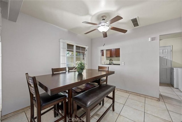 2616 Lynwood St, Bakersfield, CA 93306 - dining area featuring a ceiling fan and light tile patterned floors