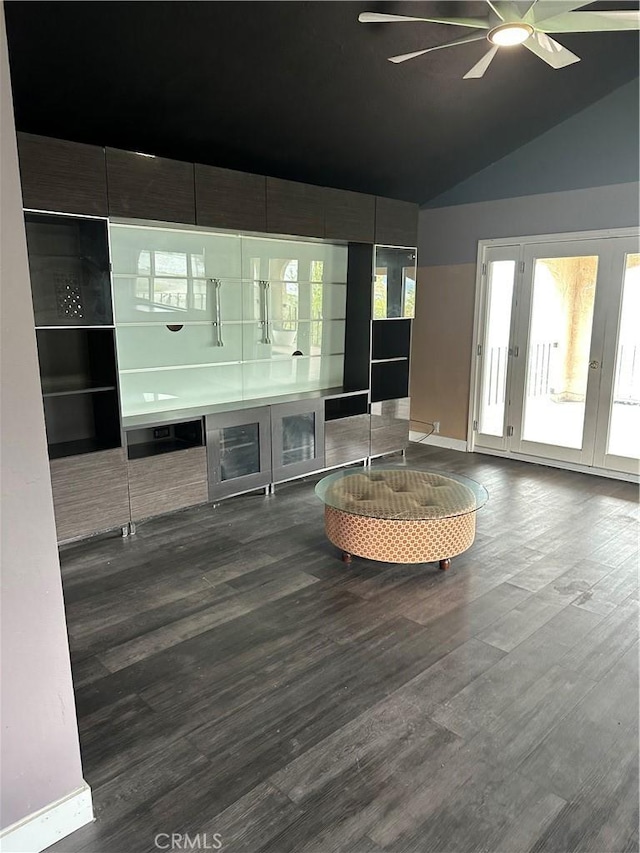 6896 Frontage Rd, Lucerne, CA 95458 - living room with a ceiling fan, healthy amount of natural light, wood finished floors, and lofted ceiling