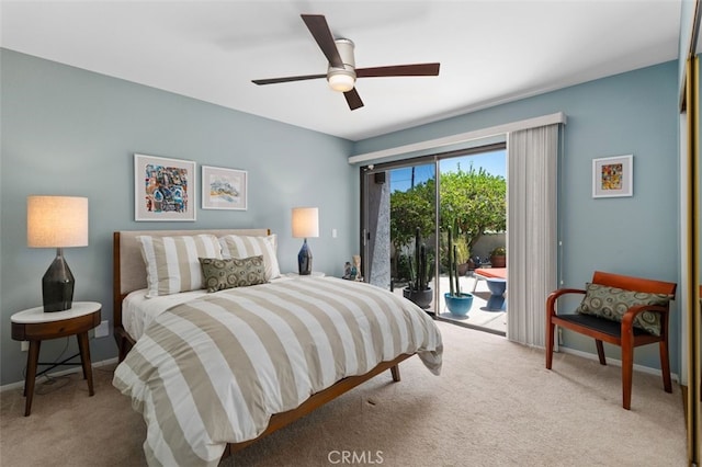 72760 Sage Ct, Palm Desert, CA 92260 - carpeted bedroom featuring access to exterior and ceiling fan