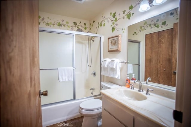 1126 Aleutian Dr, Lake Arrowhead, CA 92352 - full bathroom featuring vanity, combined bath / shower with glass door, and wood finished floors