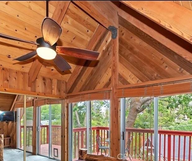 1126 Aleutian Dr, Lake Arrowhead, CA 92352 - unfurnished sunroom with vaulted ceiling and healthy amount of natural light