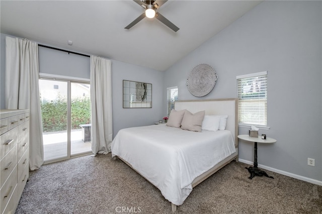 2925 E El Paso Ave, Fresno, CA 93720 - bedroom featuring access to outside, carpet, vaulted ceiling, and multiple windows