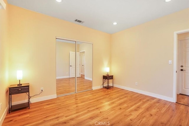 7820 Fulton Ave, North Hollywood, CA 91605 - unfurnished bedroom featuring light wood finished floors, recessed lighting, and a closet