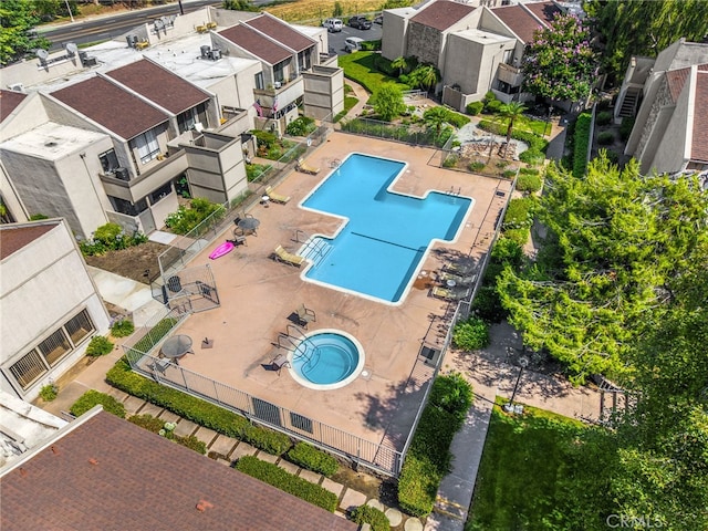 3020 Associated Rd Unit 110, Fullerton, CA 92835 - drone / aerial view of a pool area