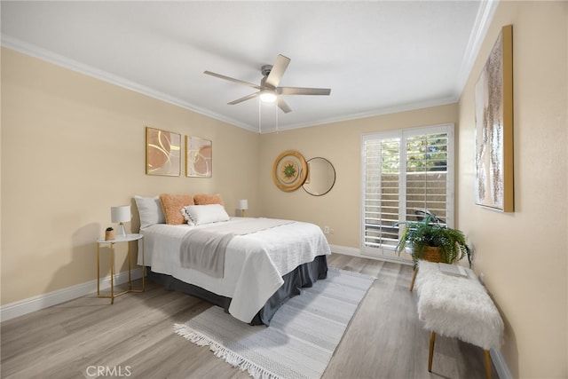 3020 Associated Rd Unit 110, Fullerton, CA 92835 - bedroom featuring wood finished floors, ornamental molding, and ceiling fan